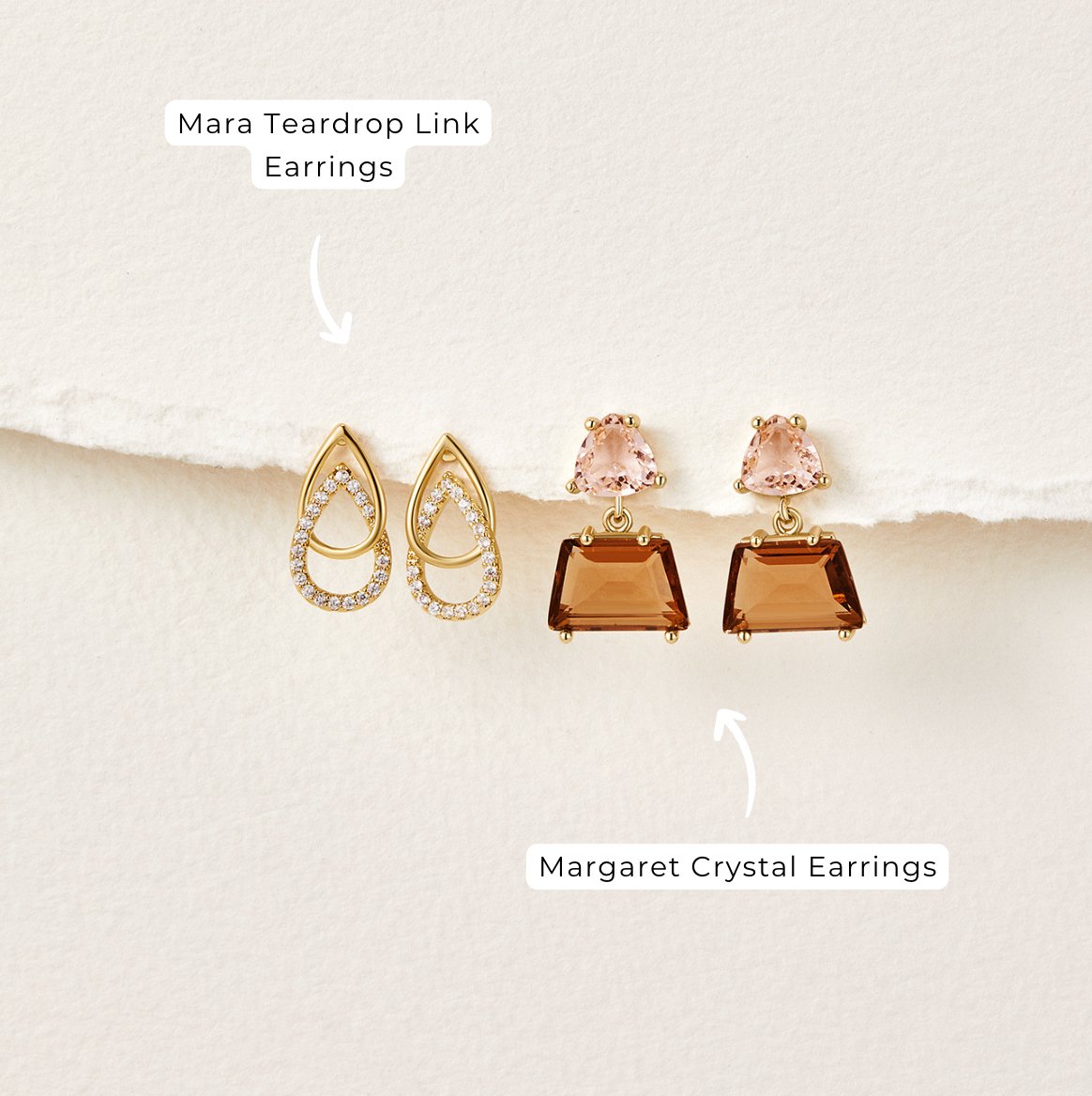 18K Gold Mara Teardrop Link Earrings