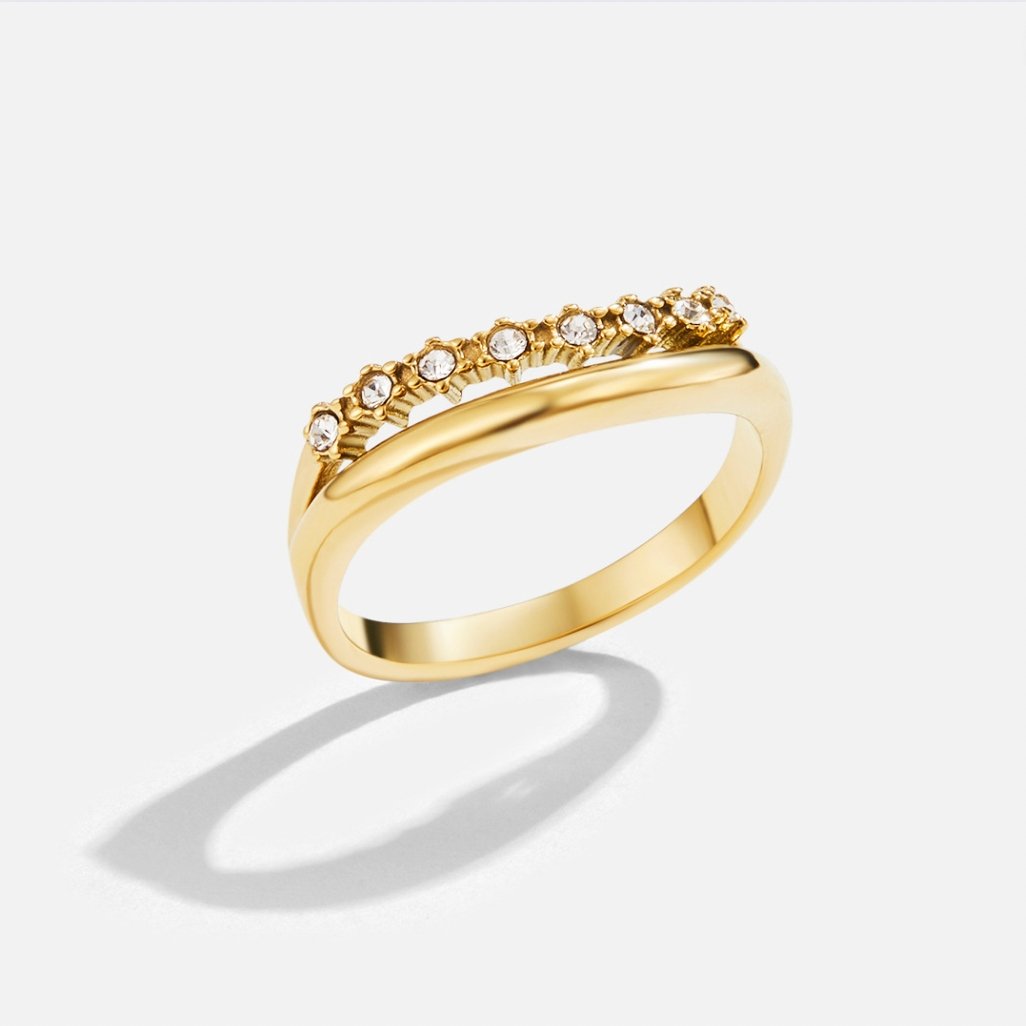 18K Gold Marissa White Crystal Layered Ring