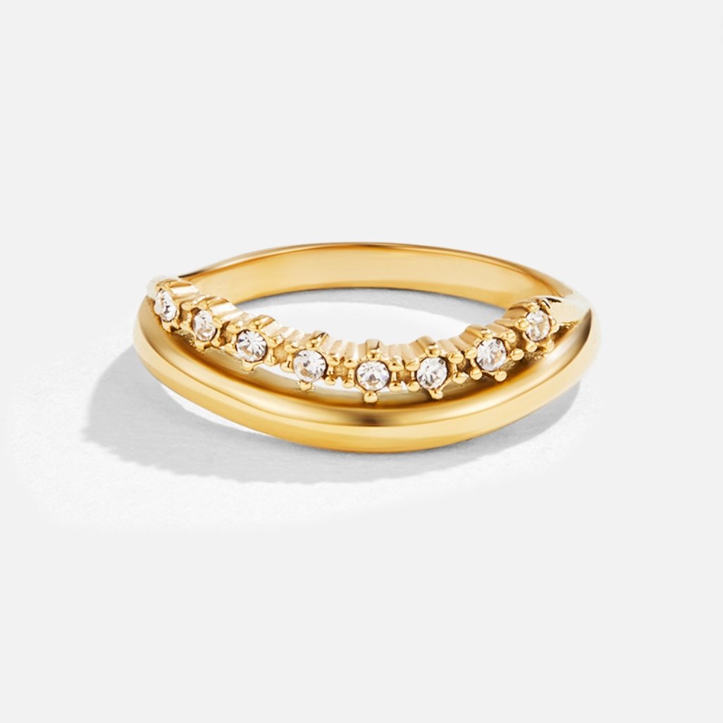 18K Gold Marissa White Crystal Layered Ring