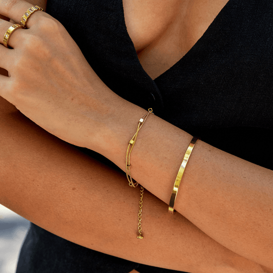 18K Gold Mia Layered Cube Bracelet – Chic Gold Bracelet