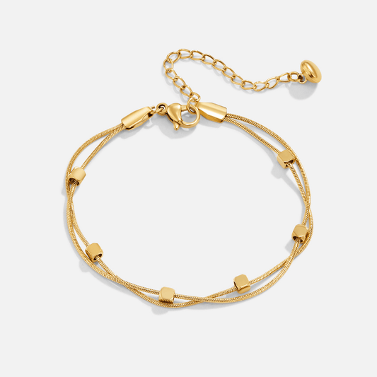 18K Gold Mia Layered Cube Bracelet – Chic Gold Bracelet