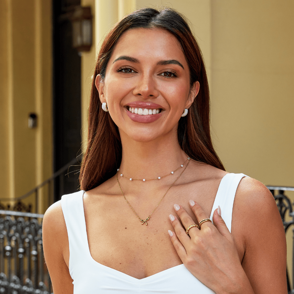 18K Gold Mother of Pearl Semi Hoop Earrings