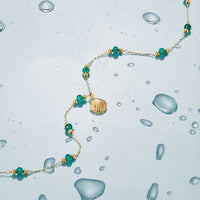 18K Gold Nerissa Shell & Green Bead Necklace