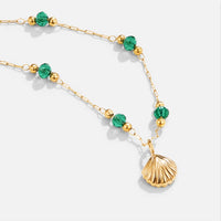 18K Gold Nerissa Shell & Green Bead Necklace