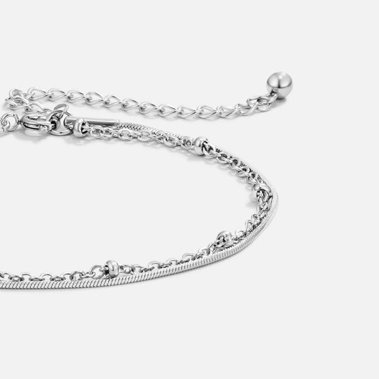 Sterling Silver Layered Bracelet - Elegant Multi-Layered Bracelet for Women