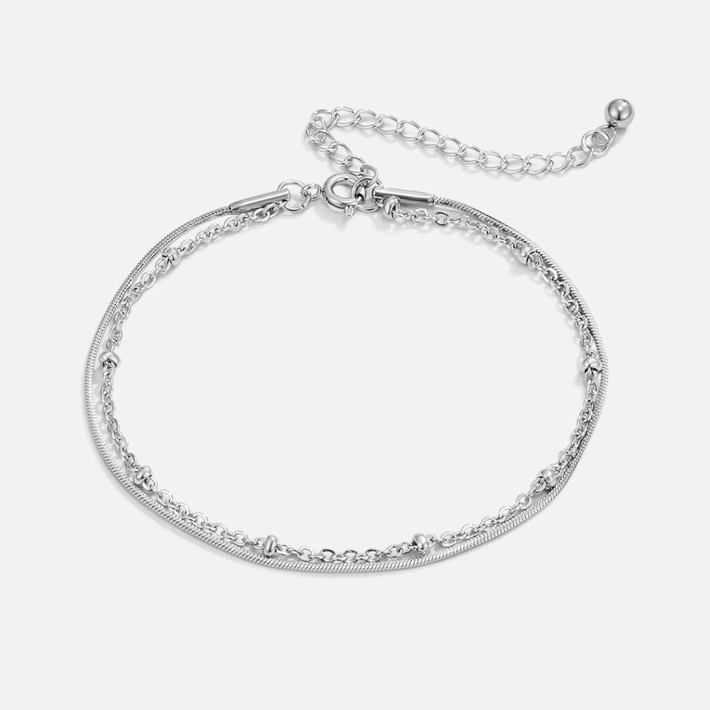 Sterling Silver Layered Bracelet - Elegant Multi-Layered Bracelet for Women
