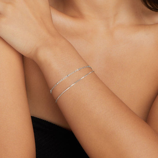 Sterling Silver Layered Bracelet - Elegant Multi-Layered Bracelet for Women