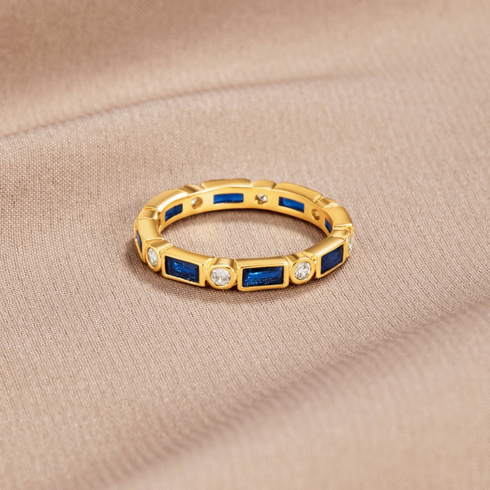 18K Gold Royal Blue Adeline Crystal Ring