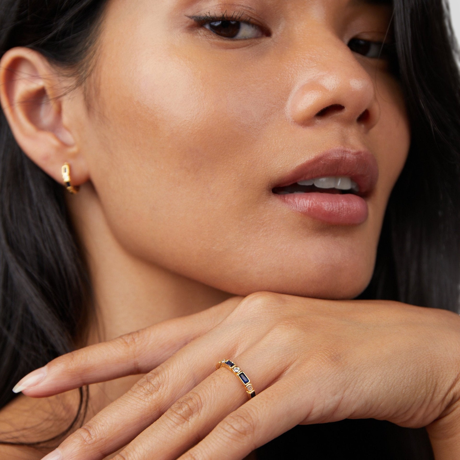 18K Gold Royal Blue Adeline Crystal Ring