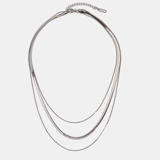 18K Silver Multi-Layered Chain Necklace