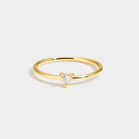 18K Gold Small Love Crystal Heart Ring
