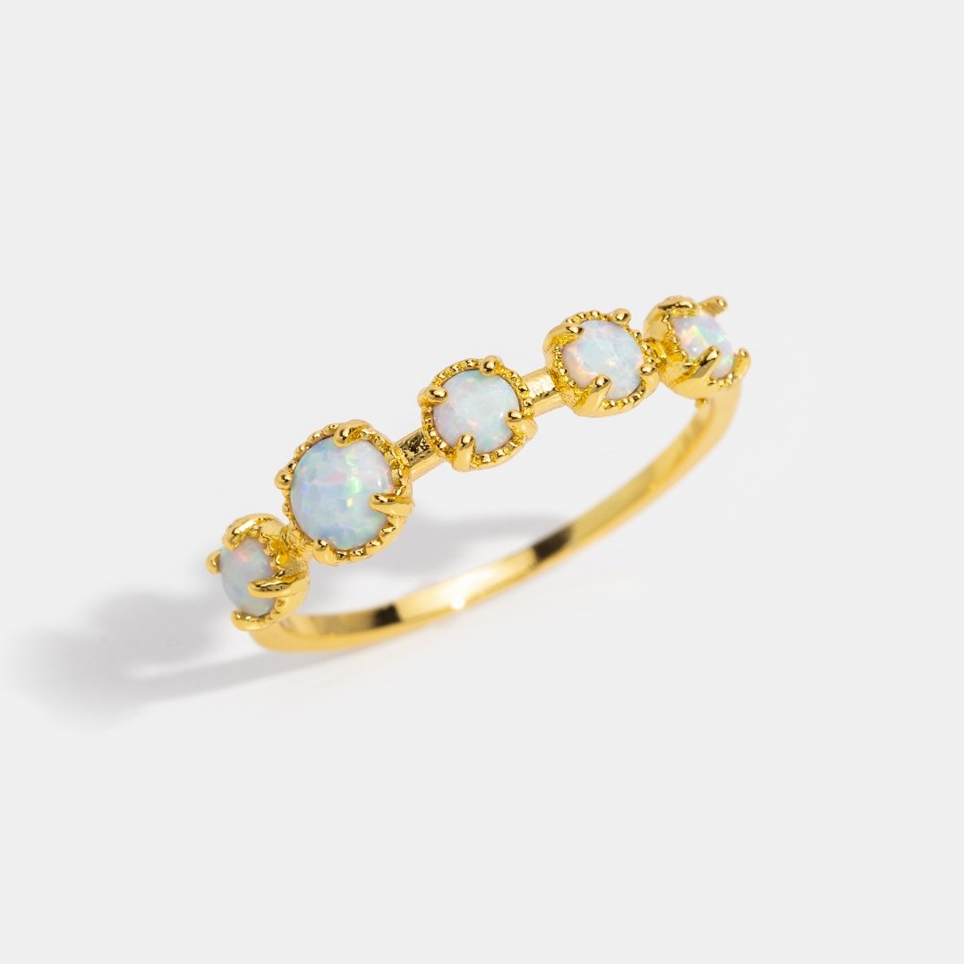 18K Gold Tiffany Opal Stone Ring